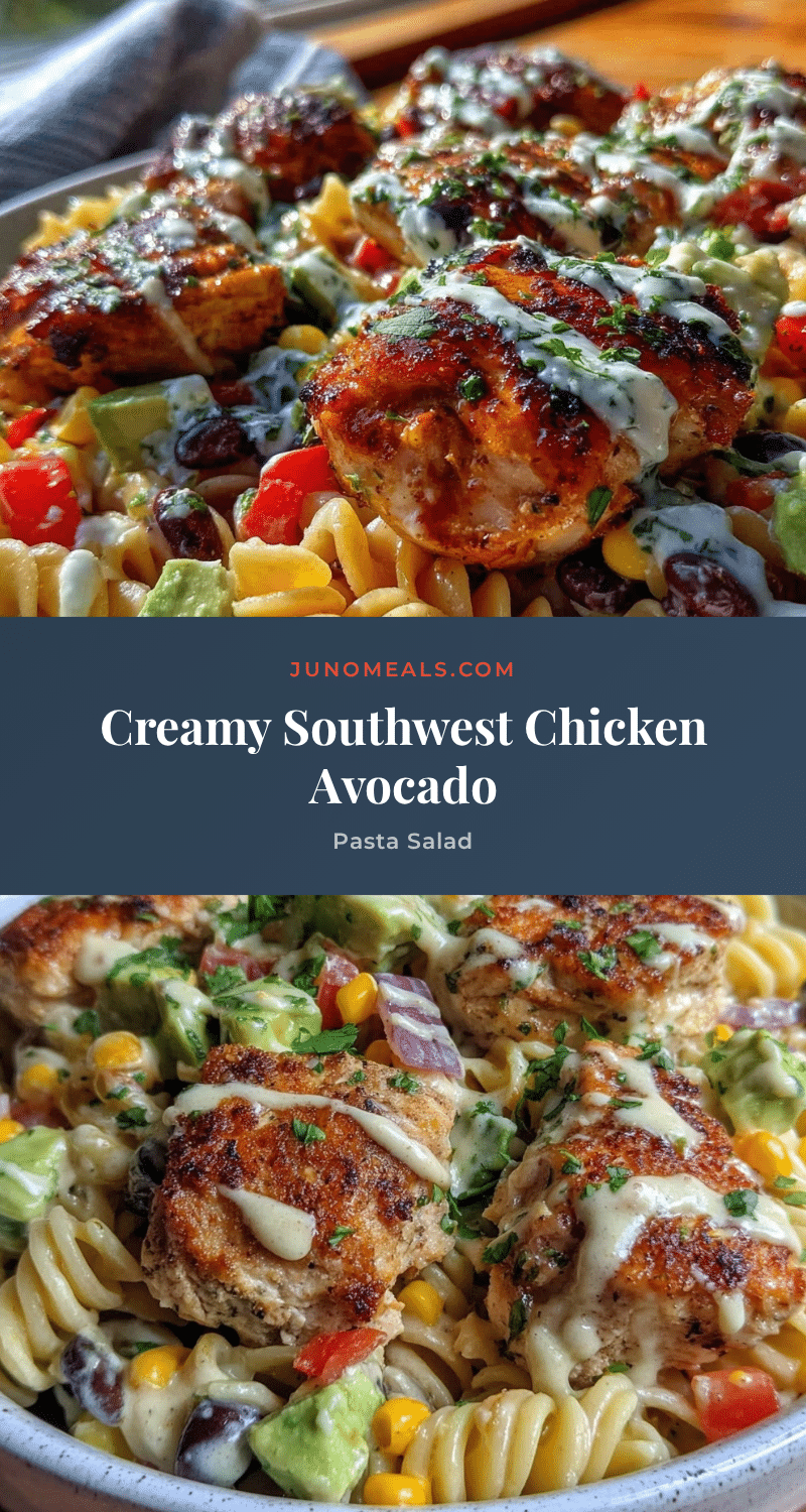 creamy southwest chicken avocado pasta salad recipe