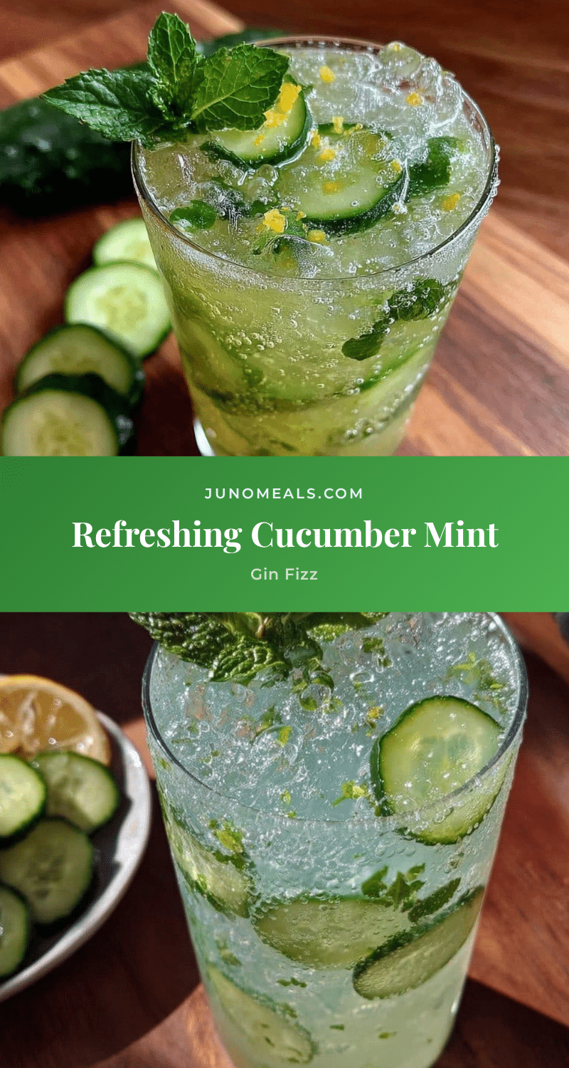 Refreshing Cucumber Mint Gin Fizz Cocktail recipe