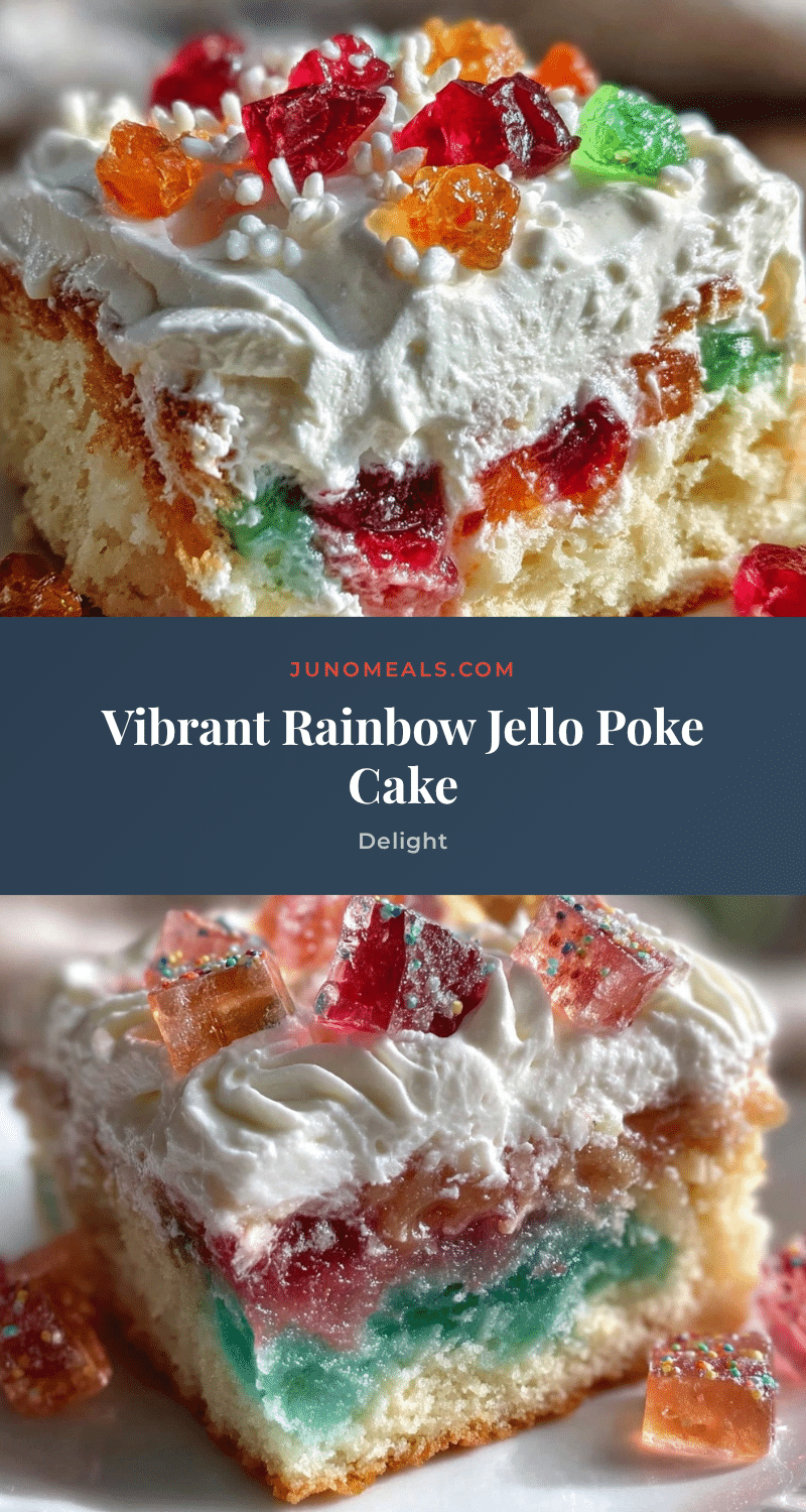 fluffy rainbow jello poke cake recipe