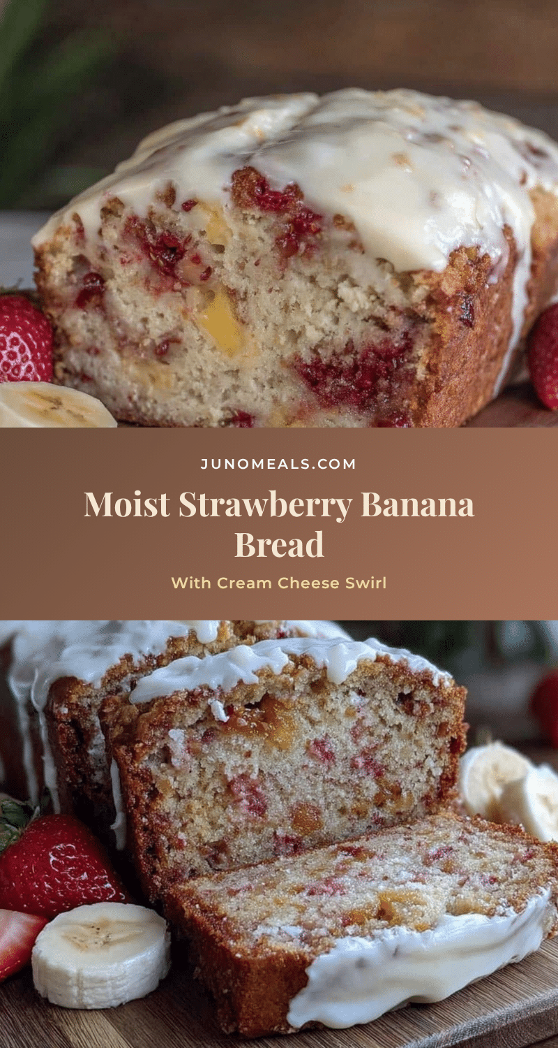 moist strawberry banana bread with cream cheese swirl recipe