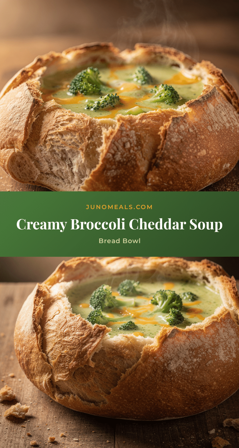 creamy broccoli cheddar soup bread bowl recipe
