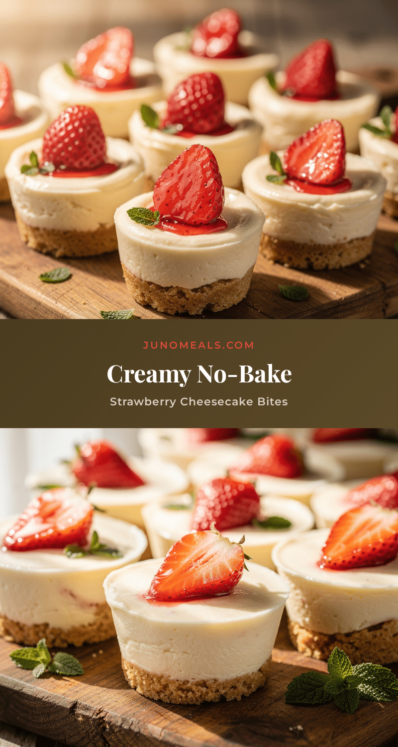creamy no-bake strawberry cheesecake bites recipe