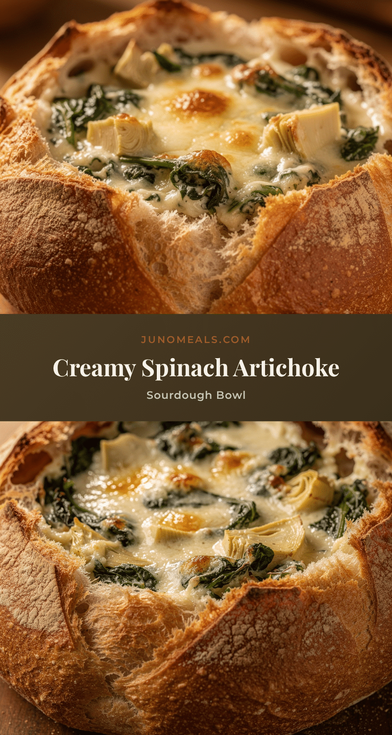 creamy spinach artichoke dip sourdough bread bowl recipe