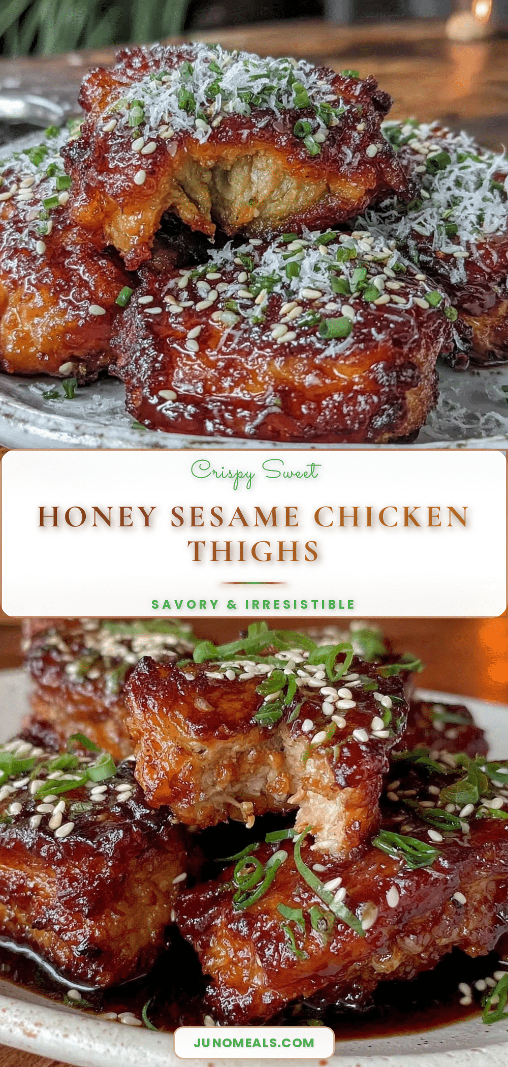 crispy honey sesame chicken thighs recipe