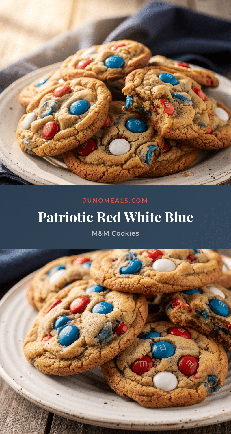 red white and blue M&M cookies recipe