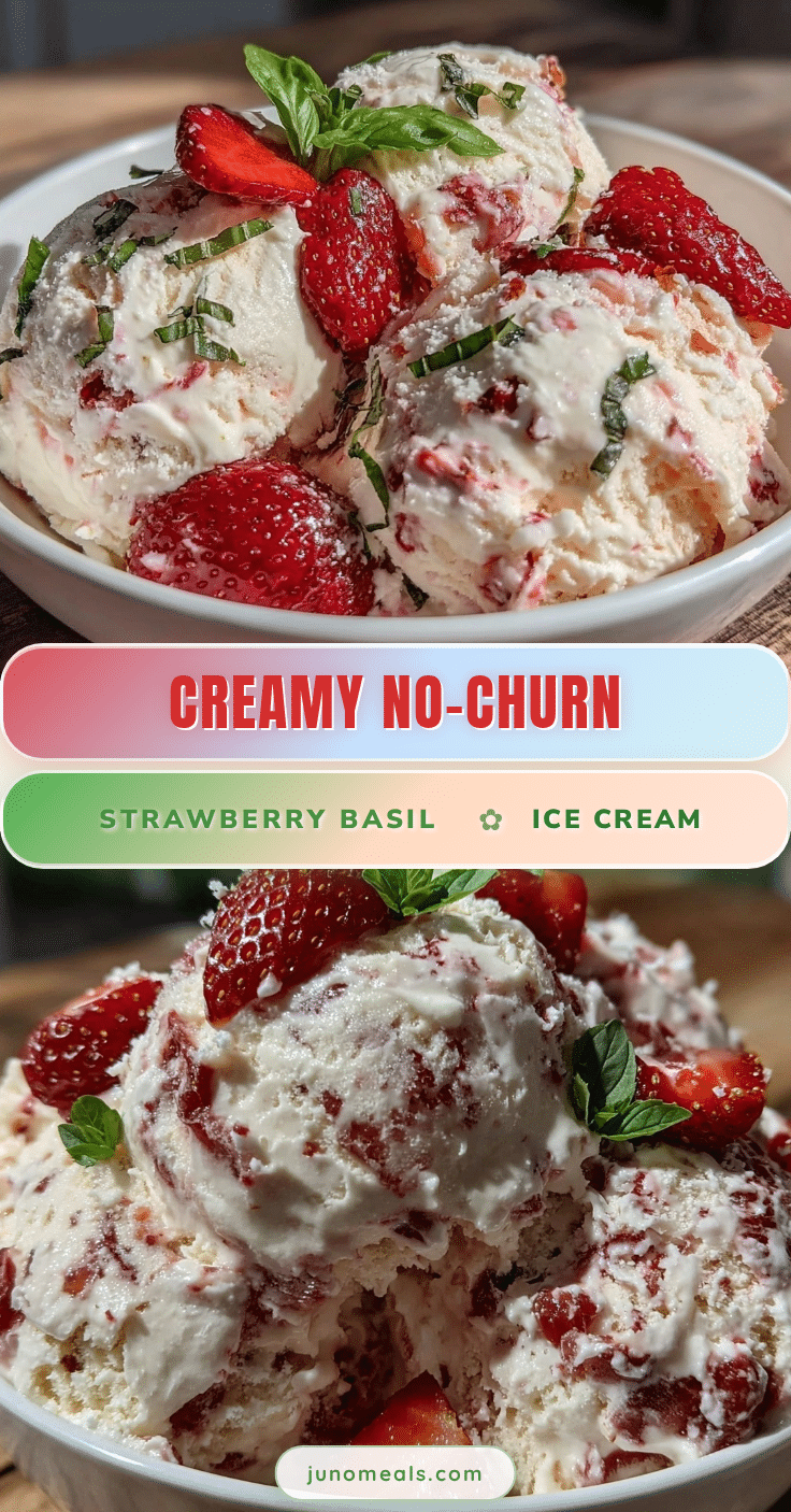 creamy no-churn strawberry basil ice cream recipe