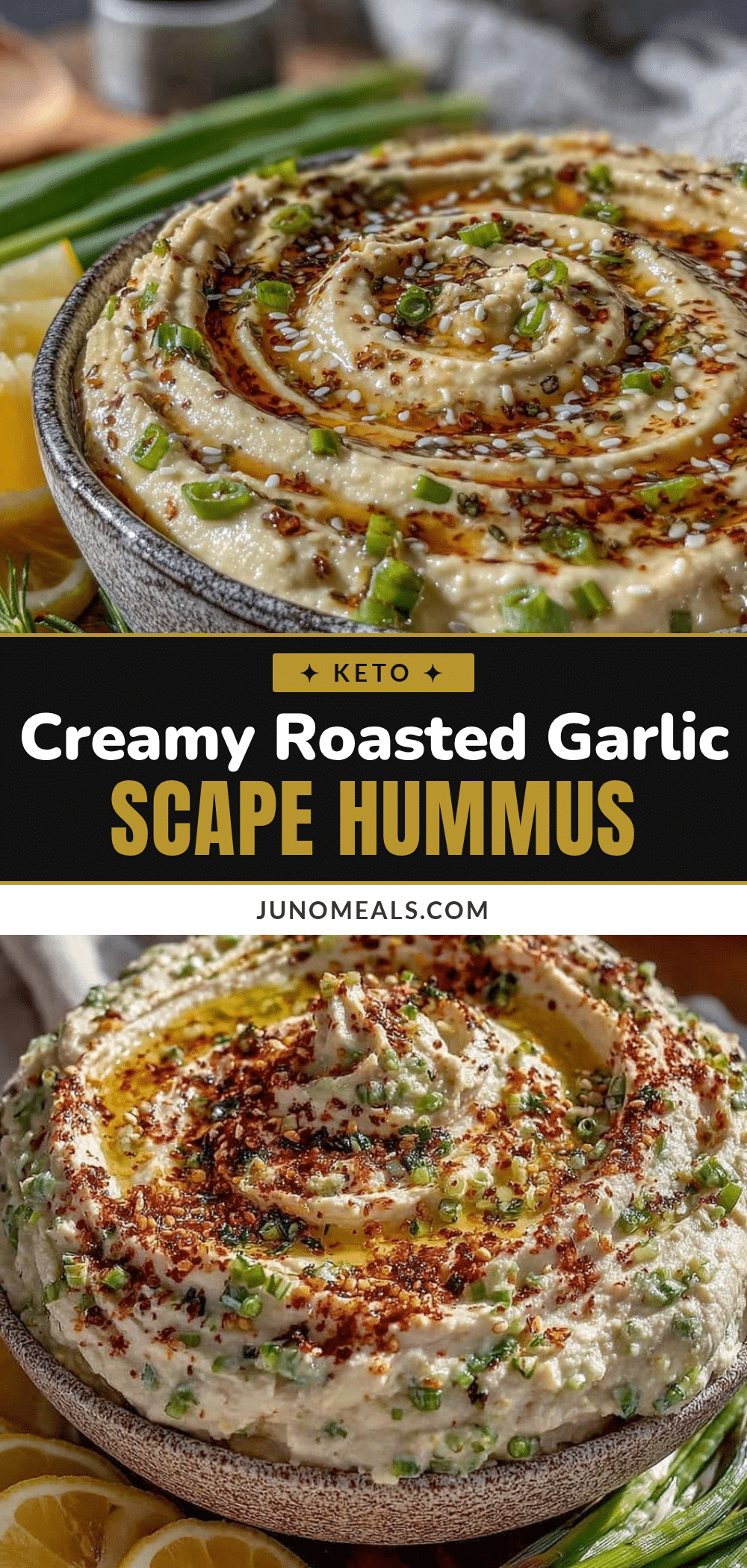 creamy roasted garlic scape hummus recipe