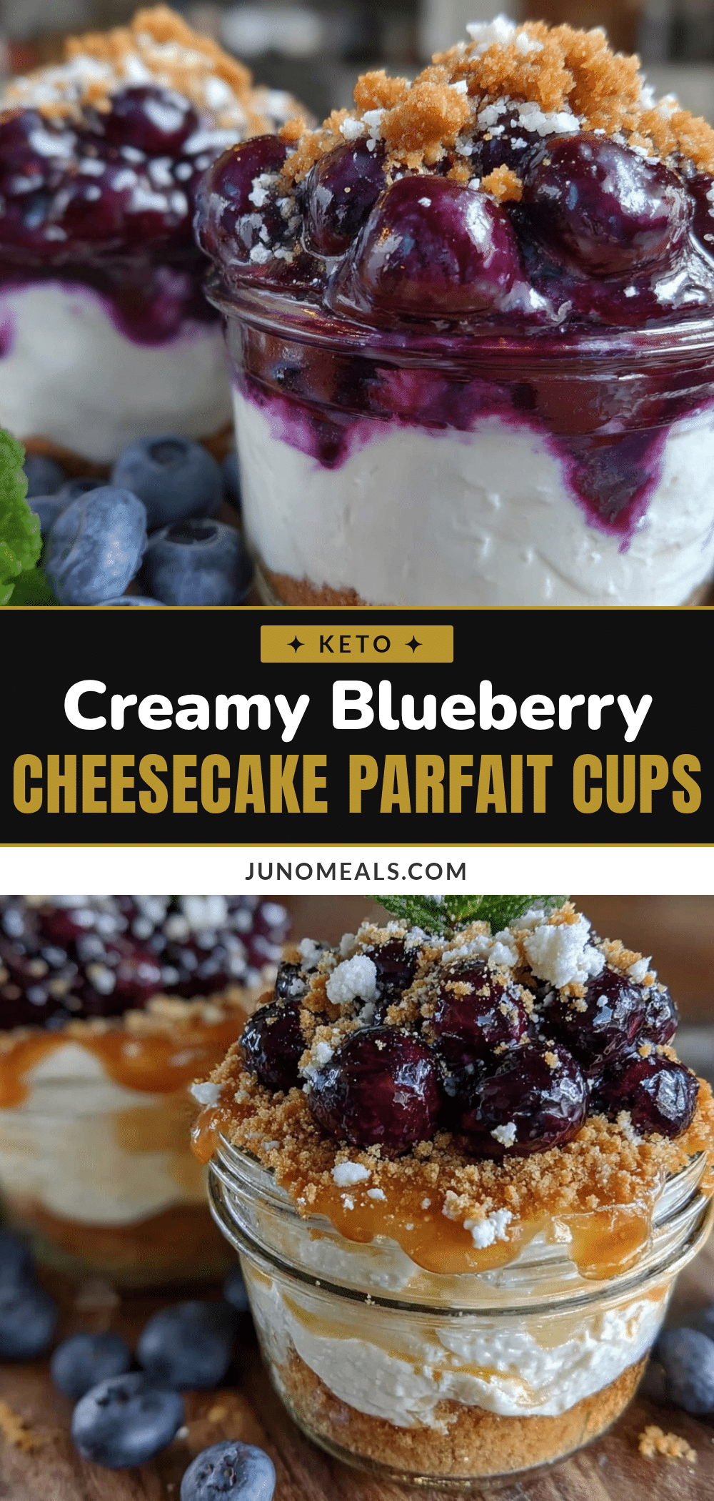 Creamy Blueberry Cheesecake Parfait Cups recipe