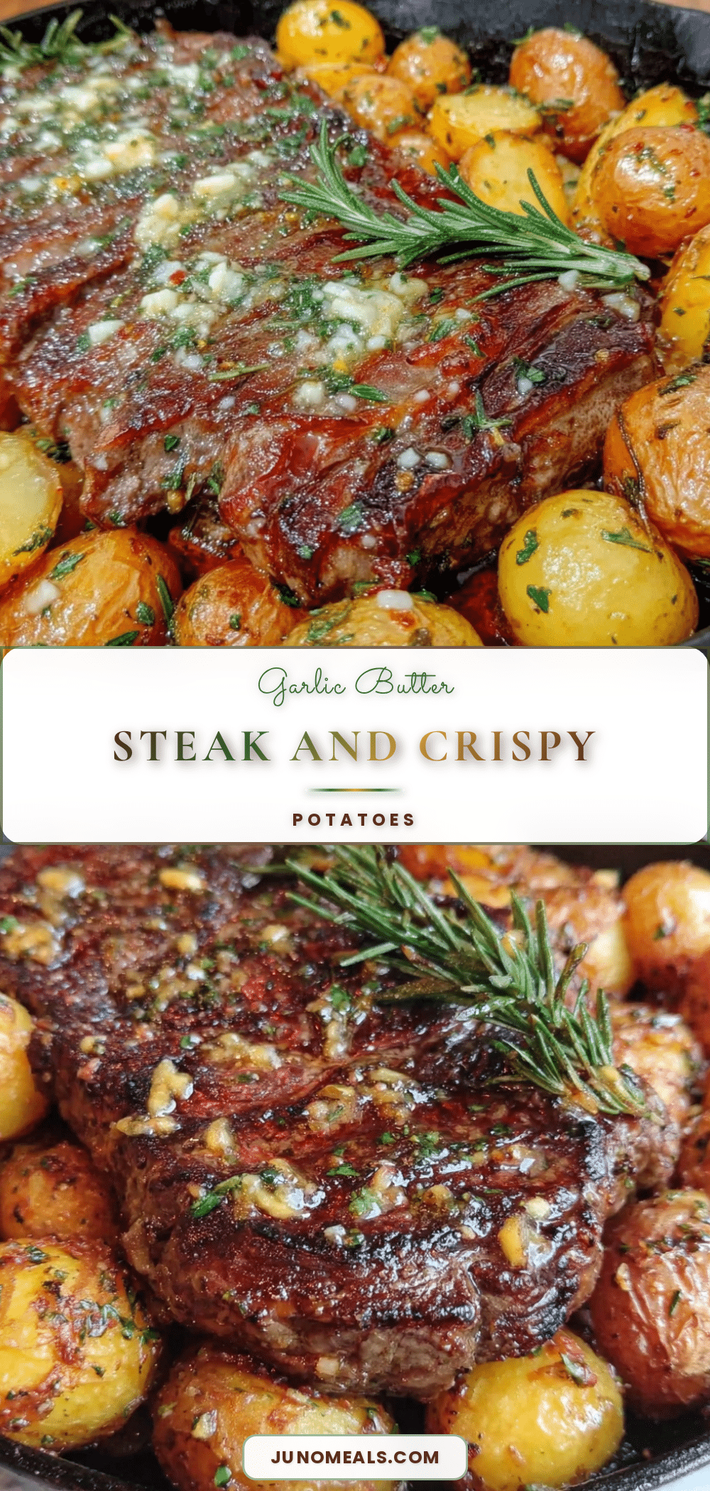 crispy garlic butter steak and potatoes skillet recipe