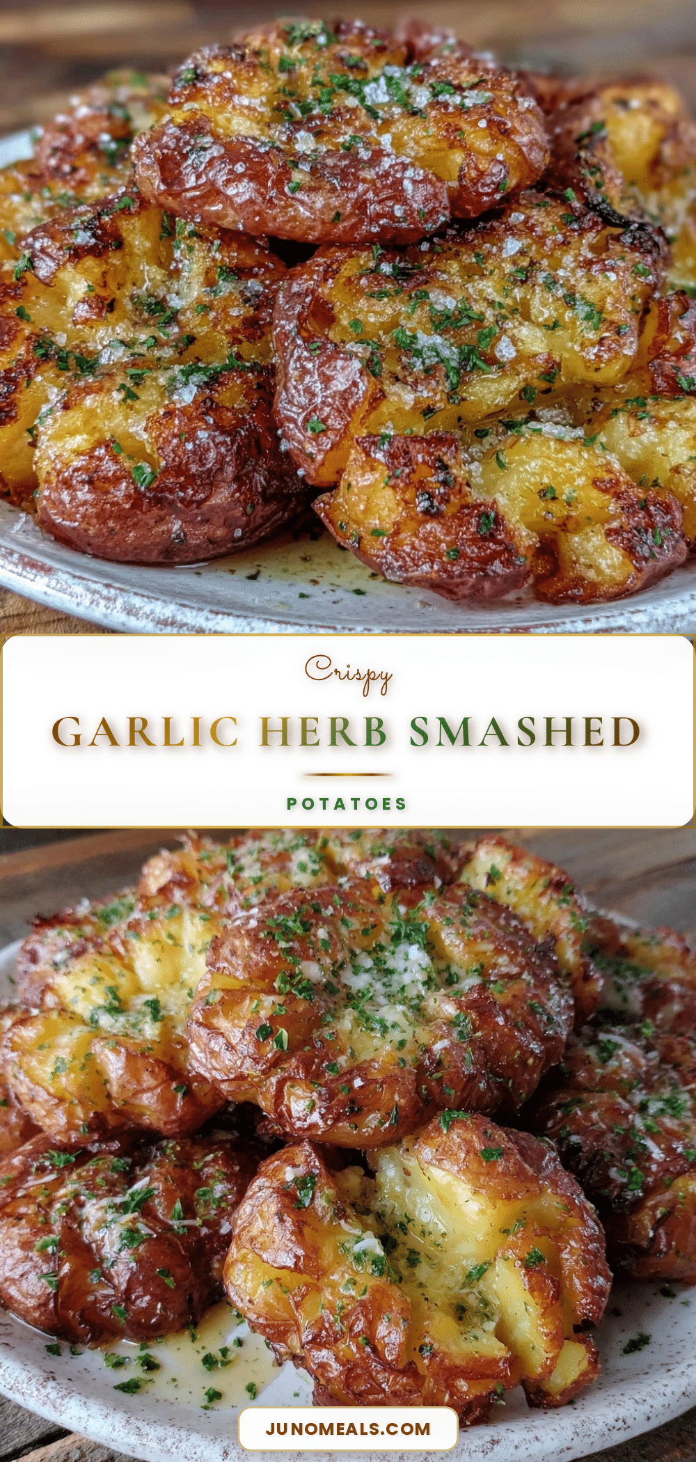 crispy garlic herb smashed potatoes recipe