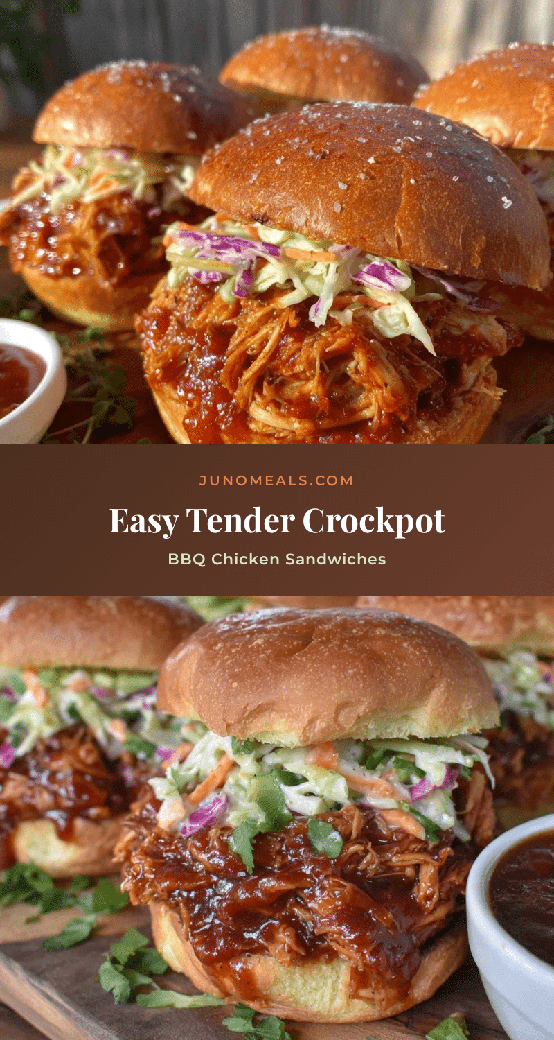 Easy Tender Crockpot BBQ Chicken Sandwiches recipe