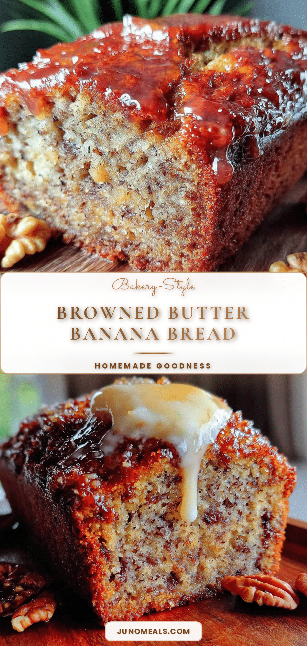 bakery-style banana bread with browned butter recipe