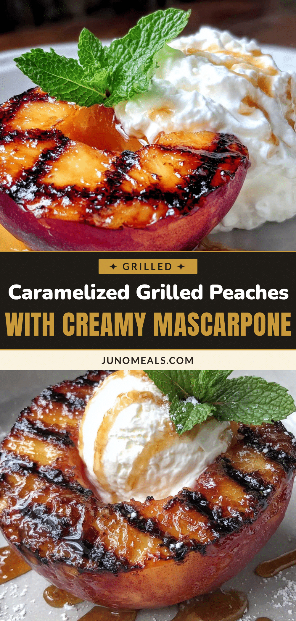 caramelized grilled peaches with creamy mascarpone recipe