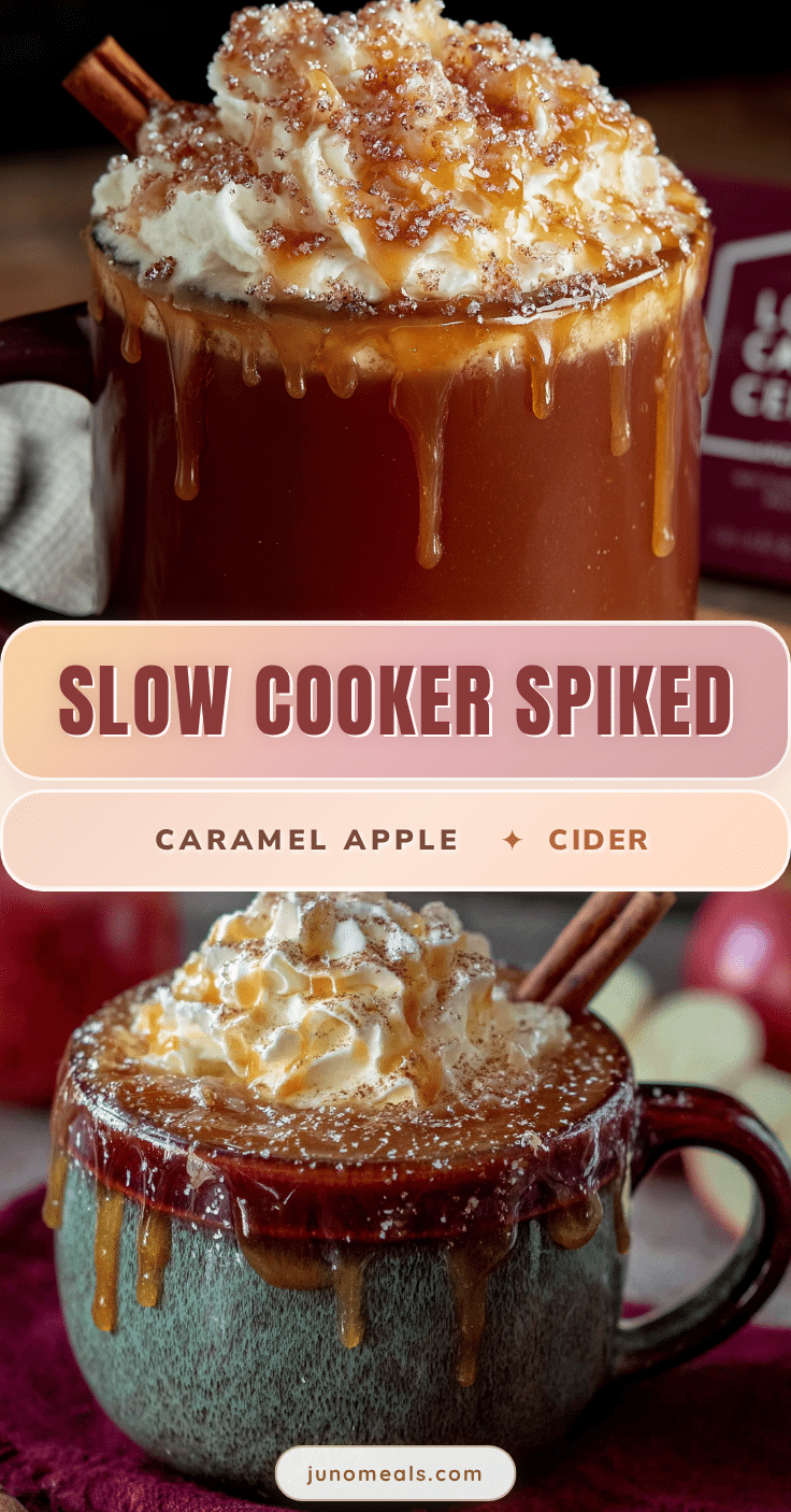Cozy Slow Cooker Spiked Caramel Apple Cider recipe