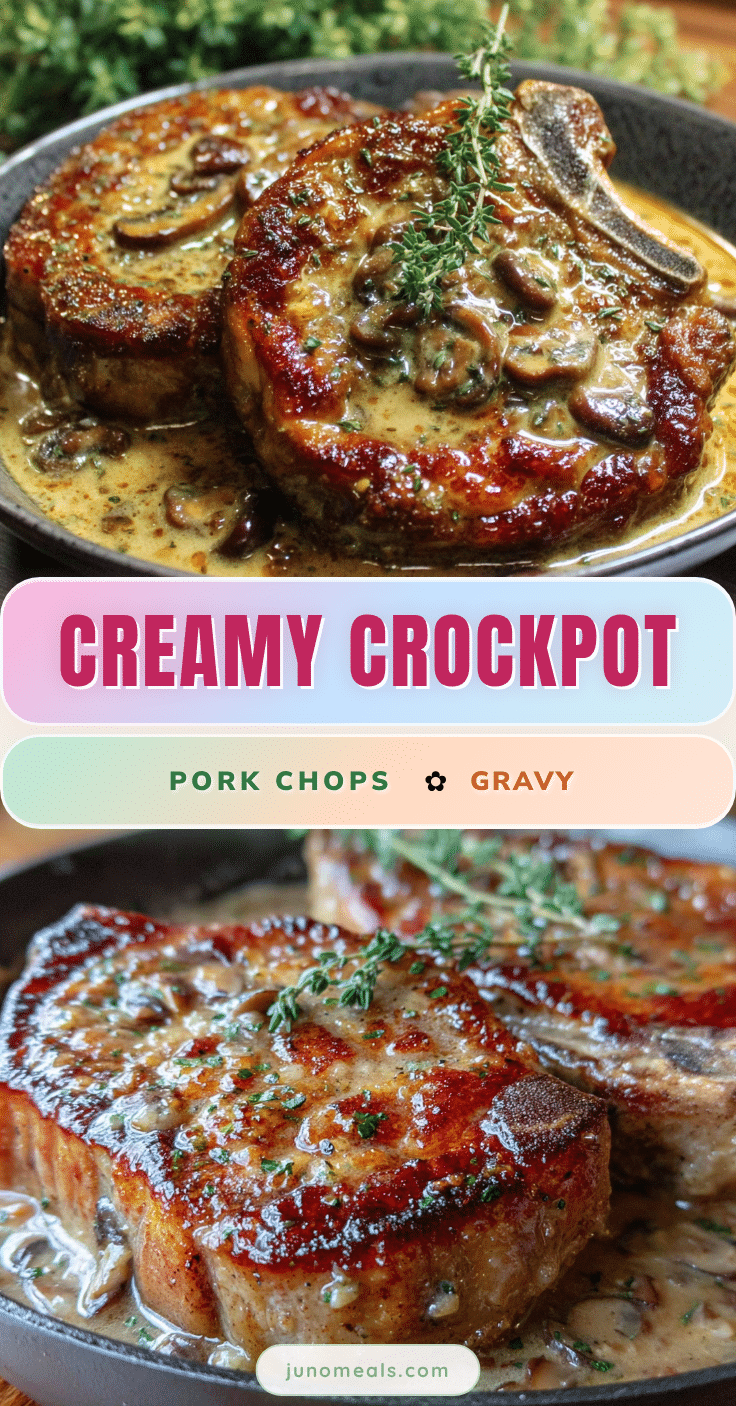 creamy crockpot pork chops with mushroom gravy recipe