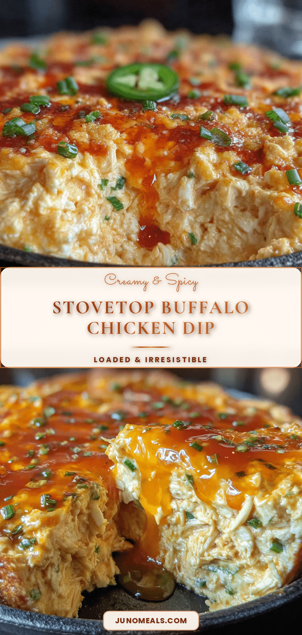 creamy loaded buffalo chicken dip recipe