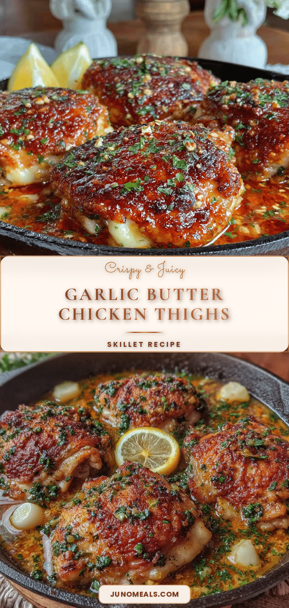 crispy garlic butter chicken thighs recipe