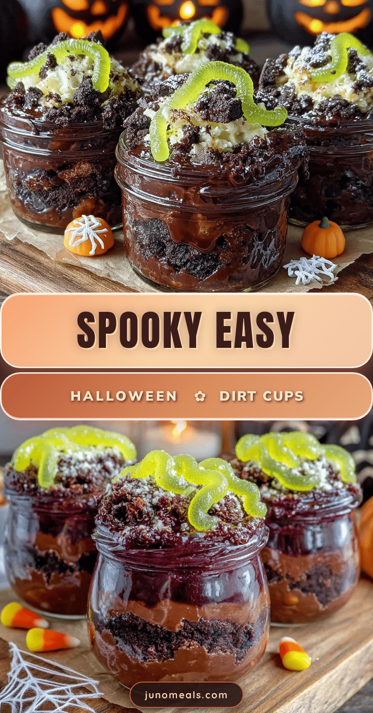 Easy Halloween Dirt Cups with Gummy Worms recipe