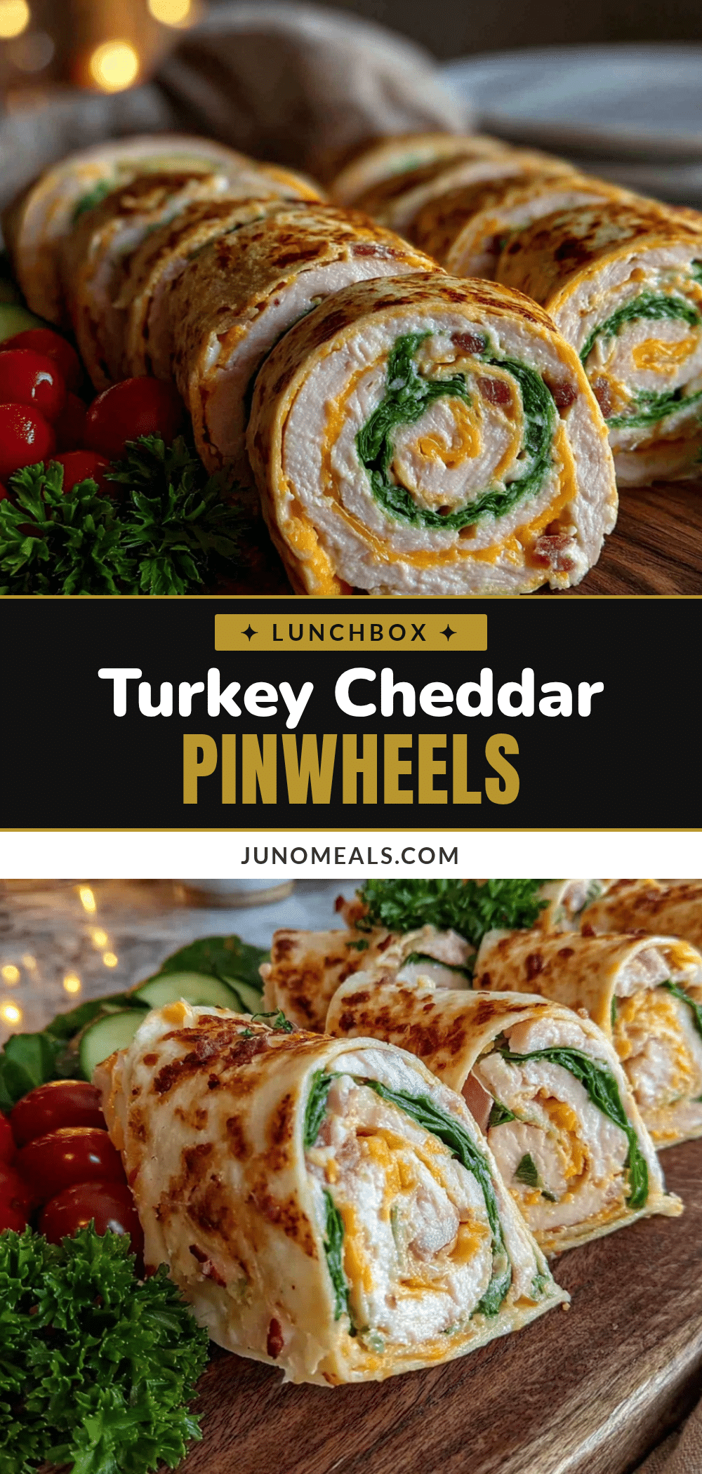 Easy Turkey & Cheddar Pinwheel Lunchbox Wraps recipe