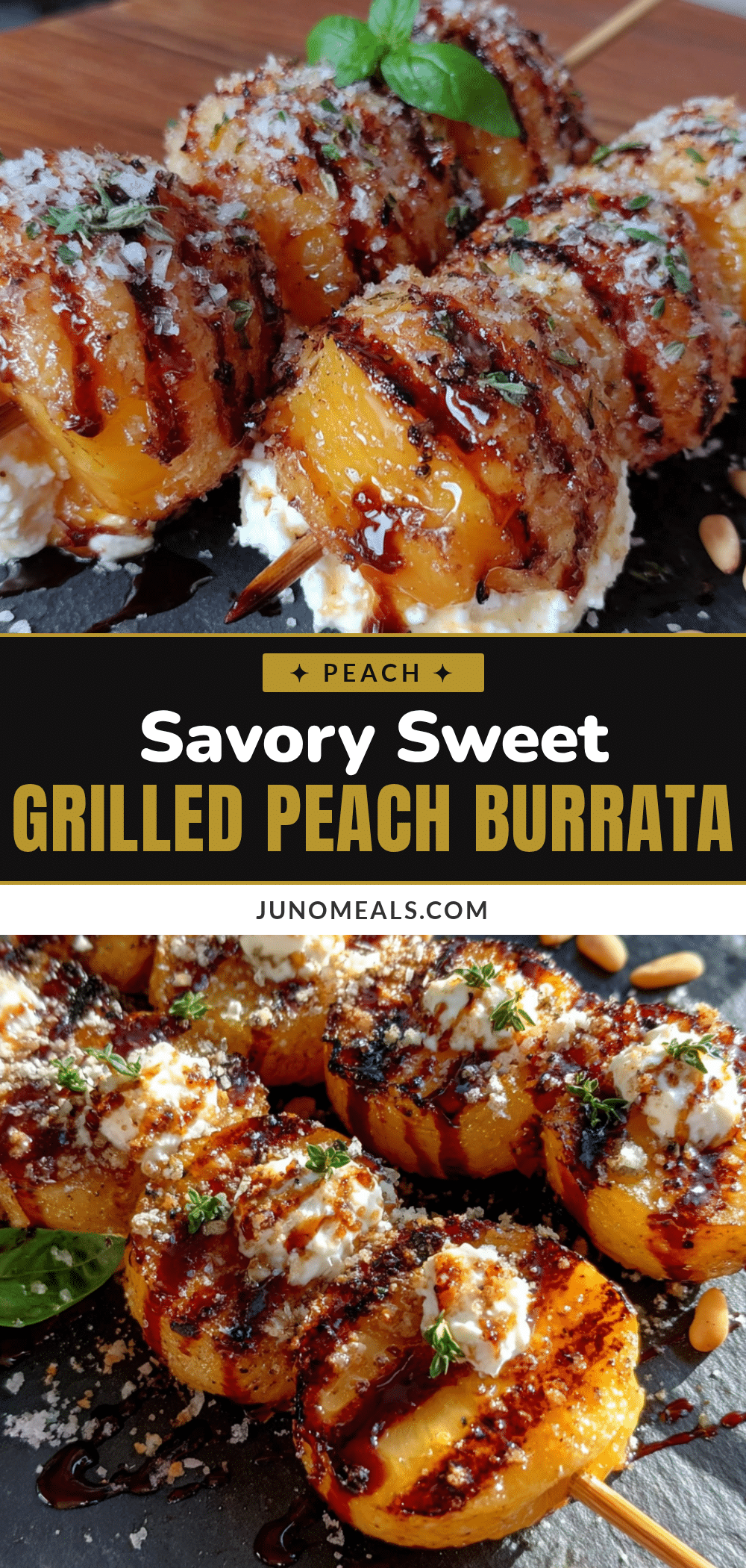 grilled peach and burrata skewers recipe