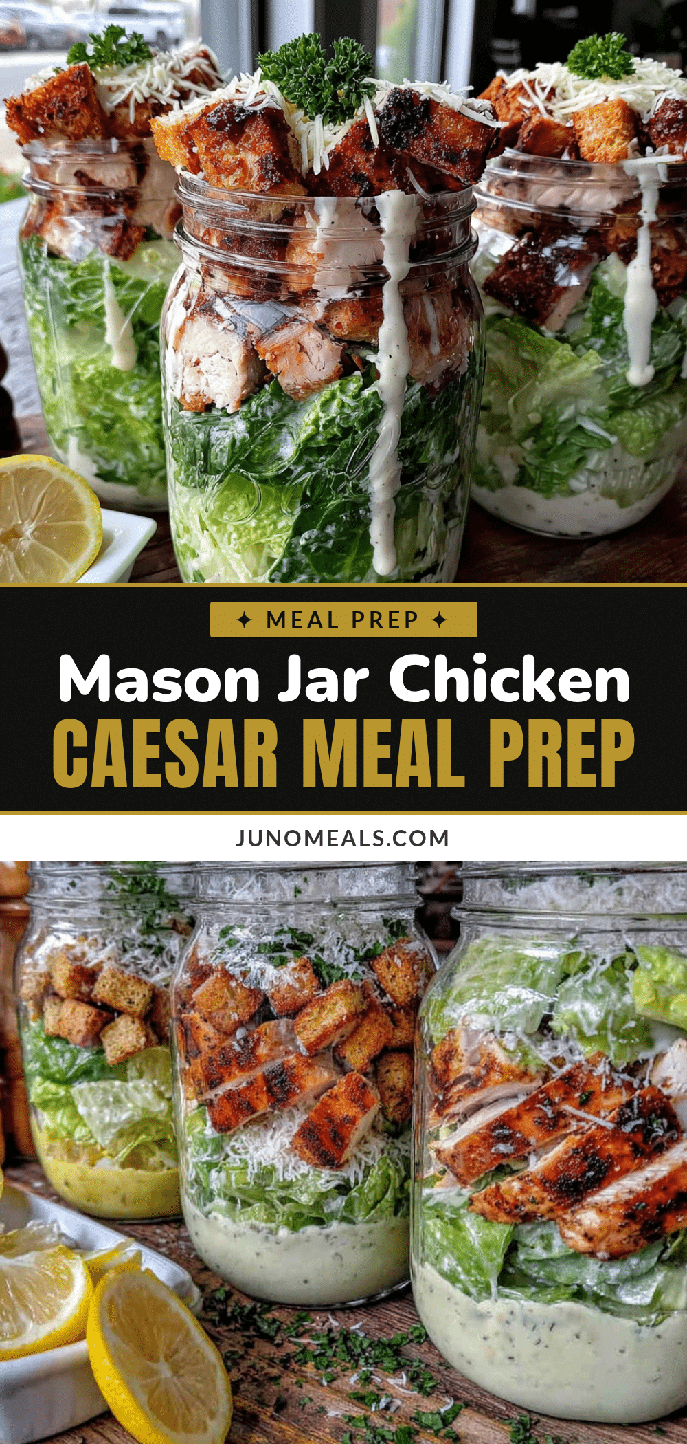 mason jar chicken caesar meal prep bowls recipe