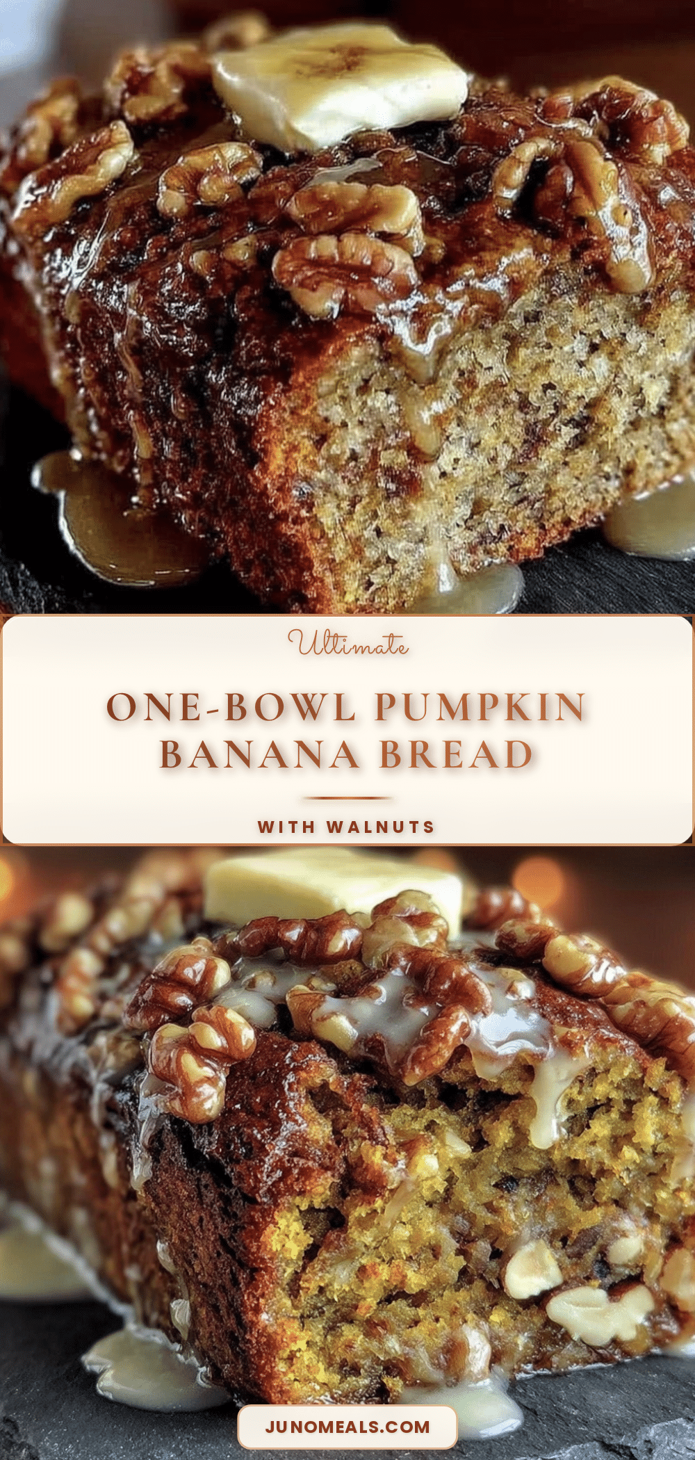 one-bowl pumpkin banana bread with walnuts recipe
