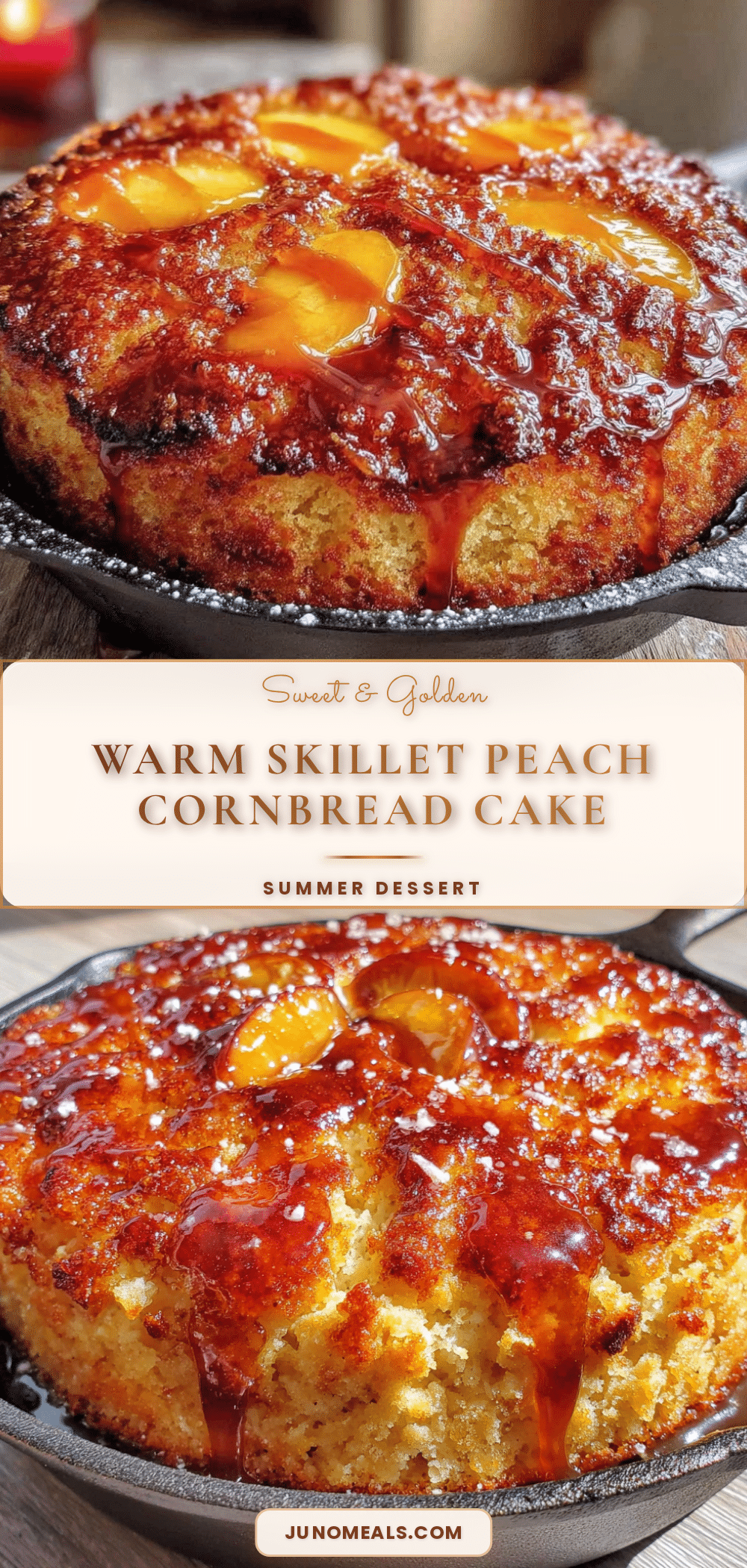 peach cornbread skillet cake recipe