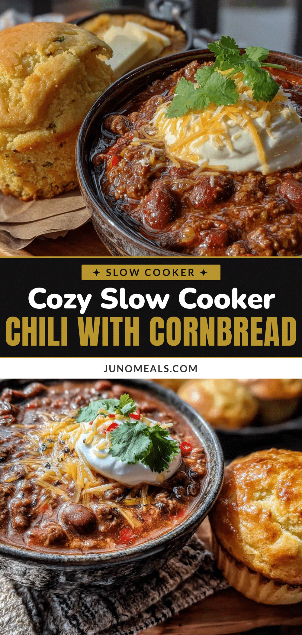 slow cooker chili with cornbread muffins recipe