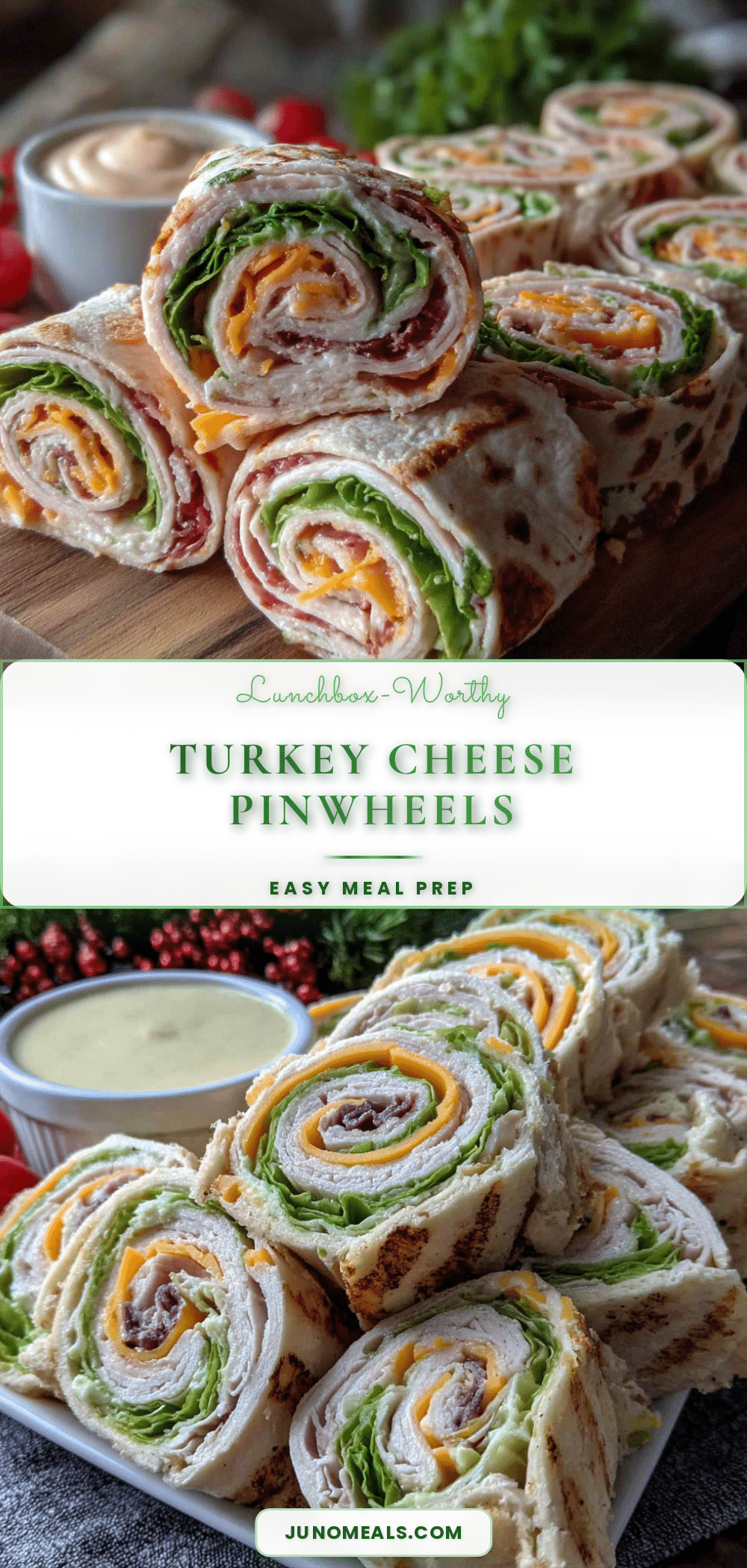 turkey and cheese pinwheel roll-ups recipe