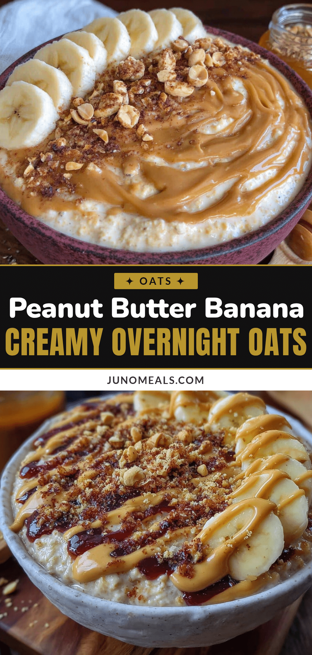 creamy peanut butter banana overnight oats recipe