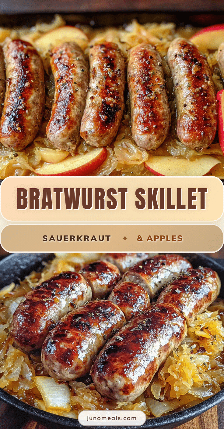 german bratwurst skillet with sauerkraut and apples recipe