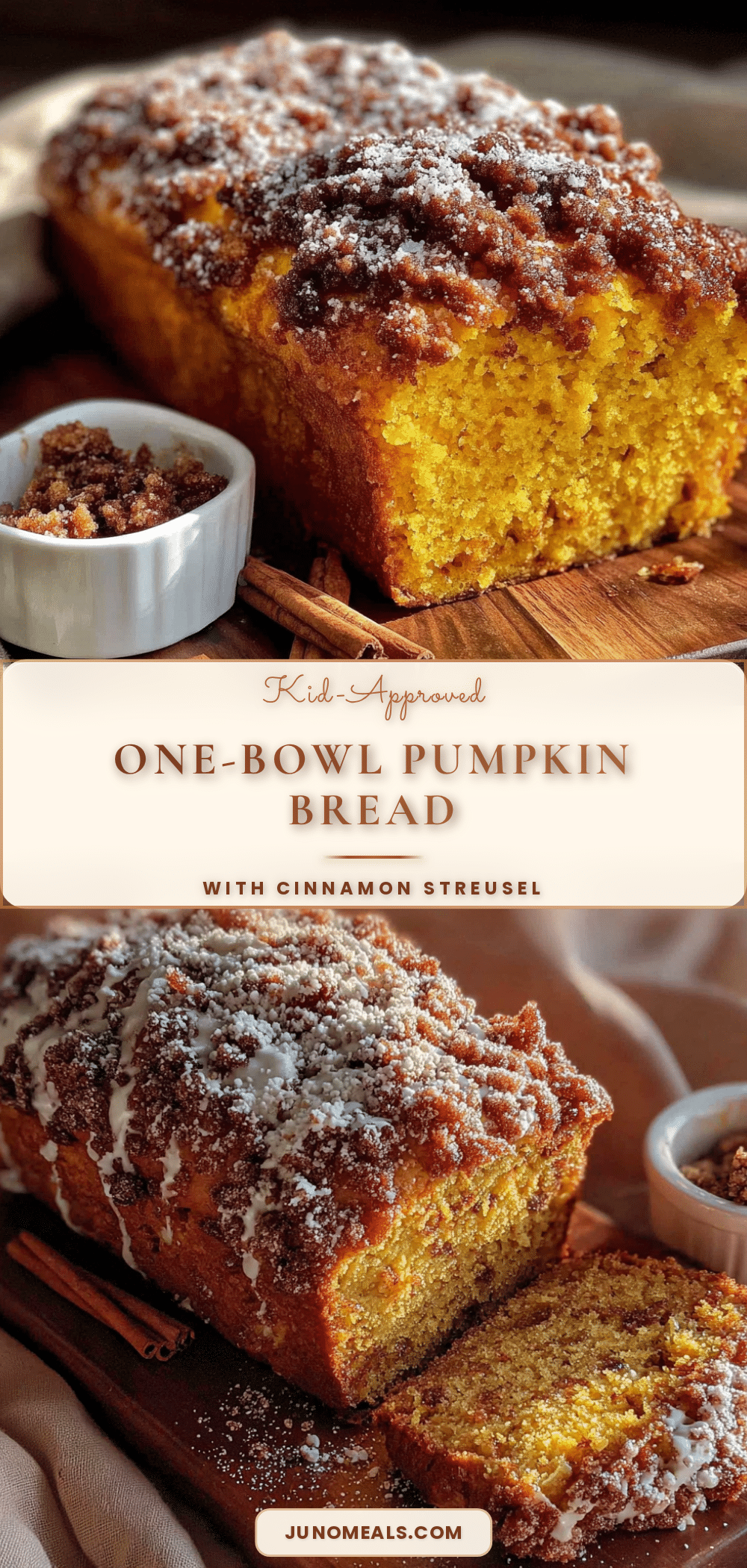 one-bowl pumpkin bread with cinnamon streusel recipe