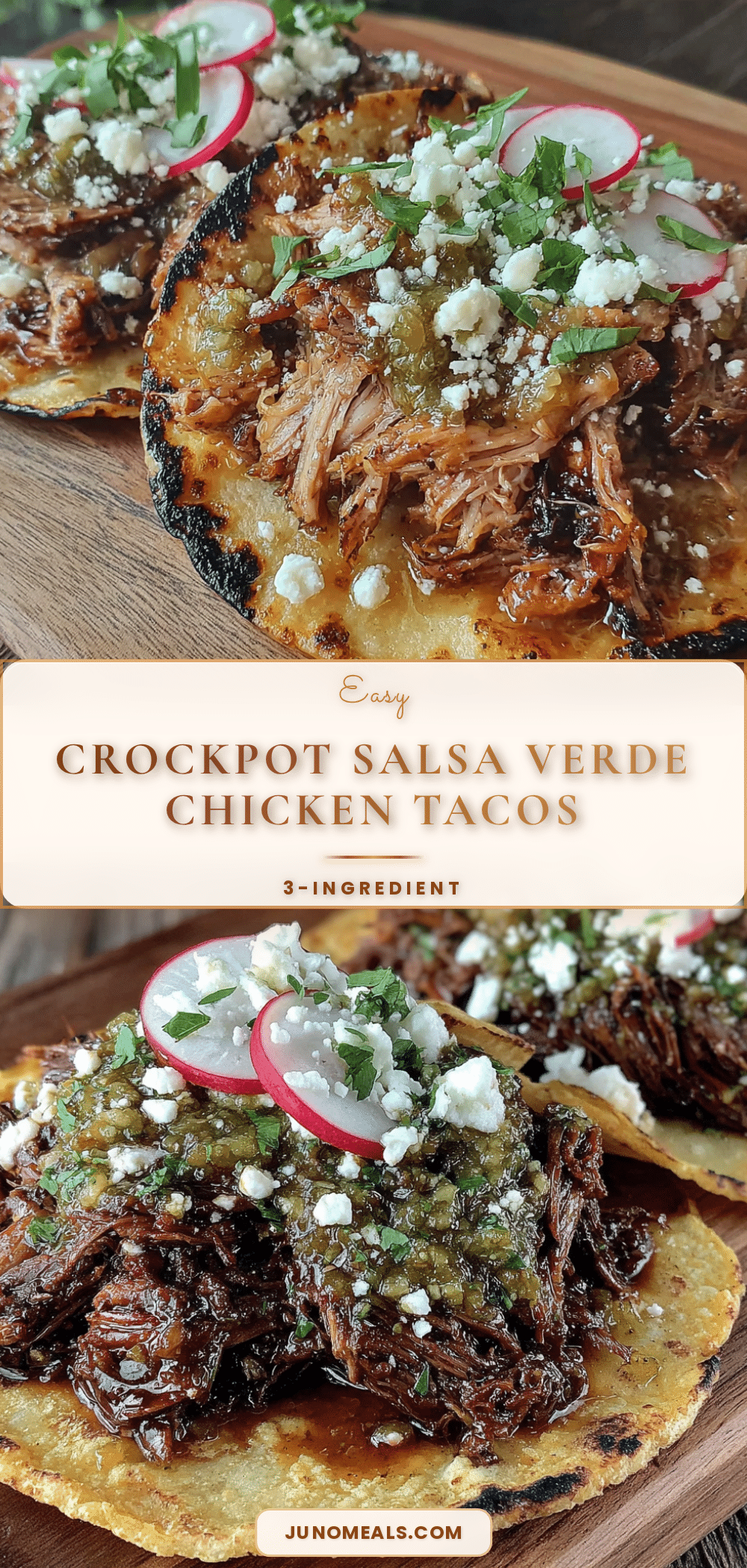 3-ingredient crockpot salsa verde chicken tacos recipe