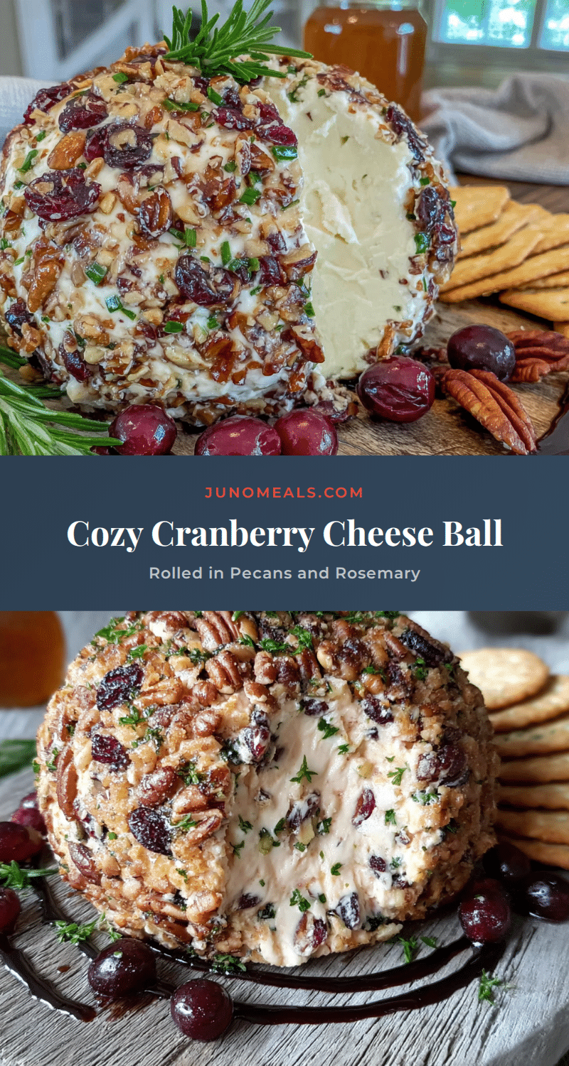 Cozy Cranberry Cheese Ball Rolled in Pecans and Rosemary recipe