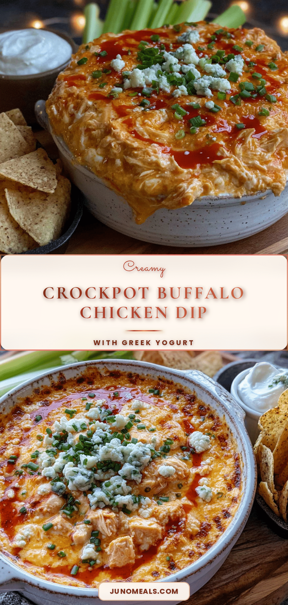 creamy crockpot buffalo chicken dip with greek yogurt recipe