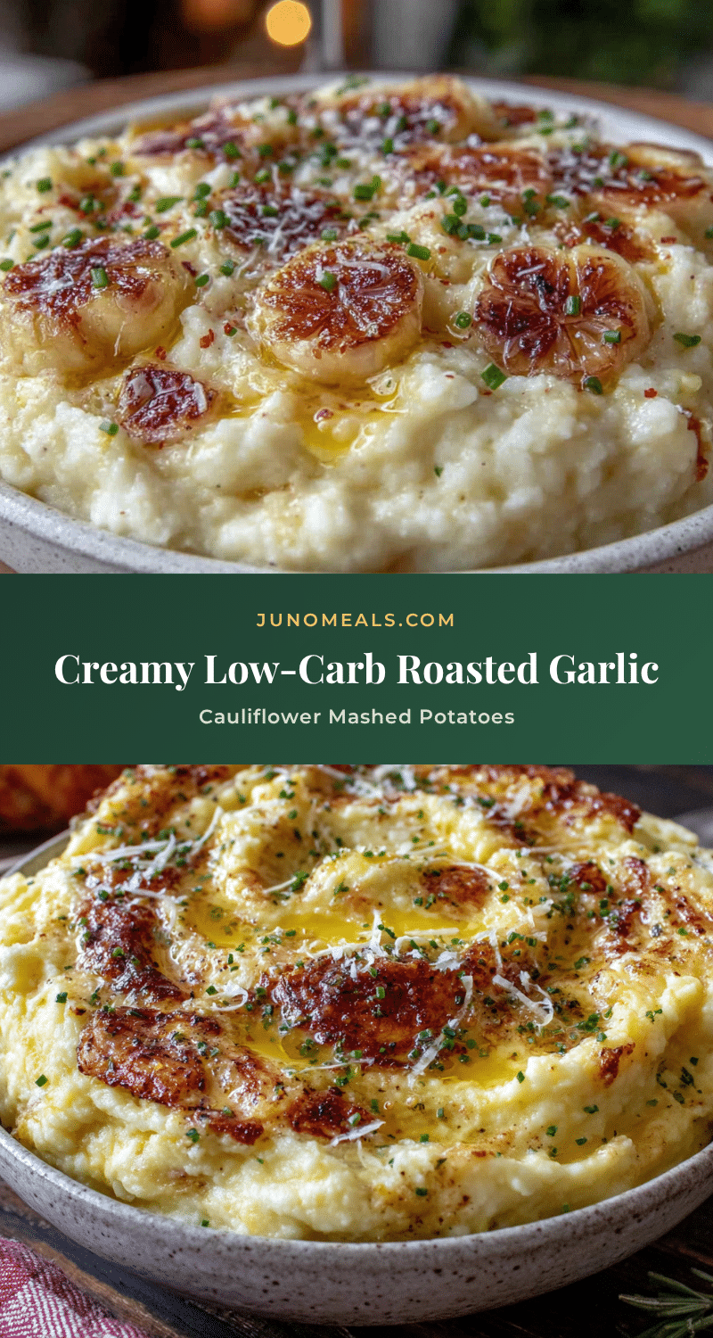 creamy low-carb roasted garlic cauliflower mashed potatoes recipe
