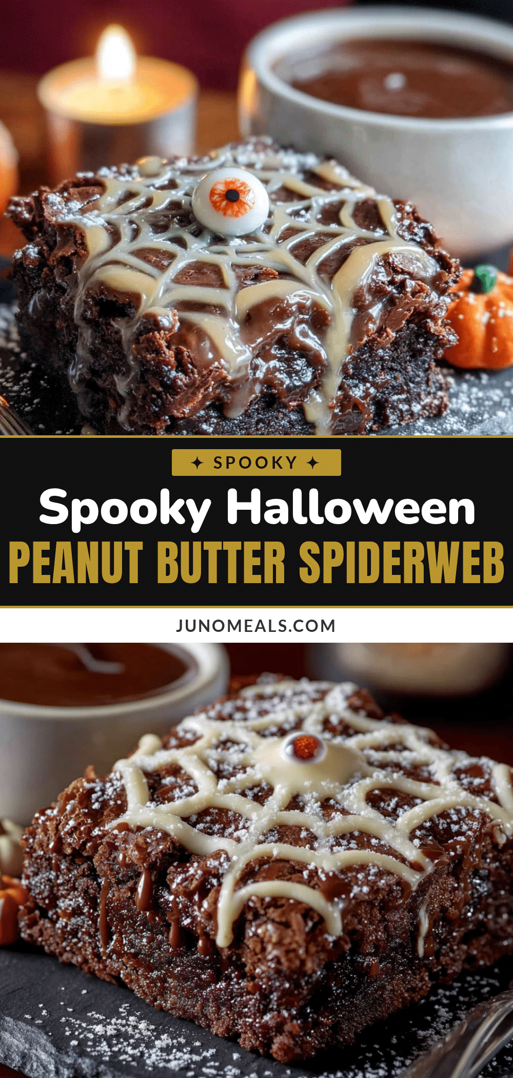 halloween brownies with peanut butter spiderweb recipe