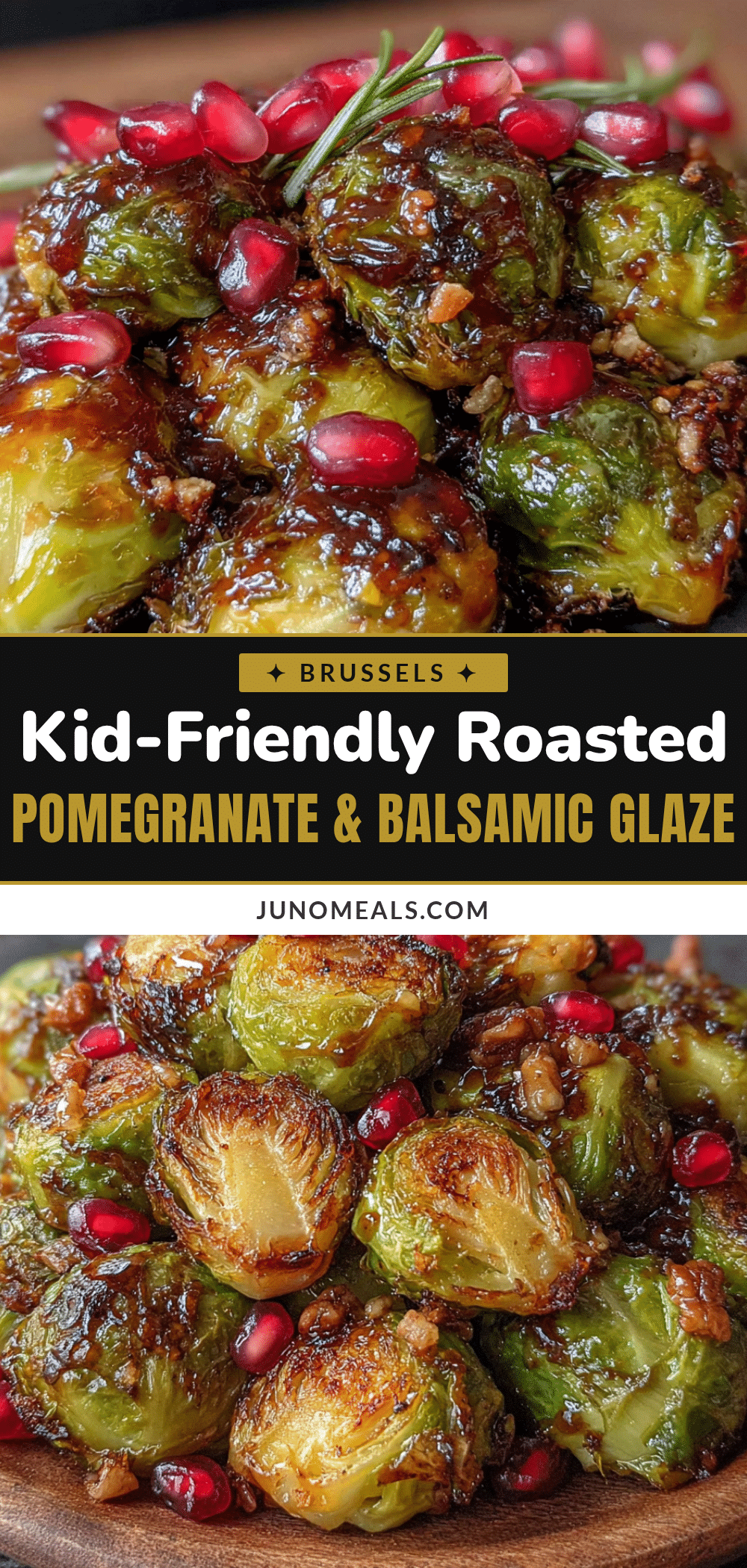 kid-friendly roasted brussels sprouts with pomegranate & balsamic glaze recipe