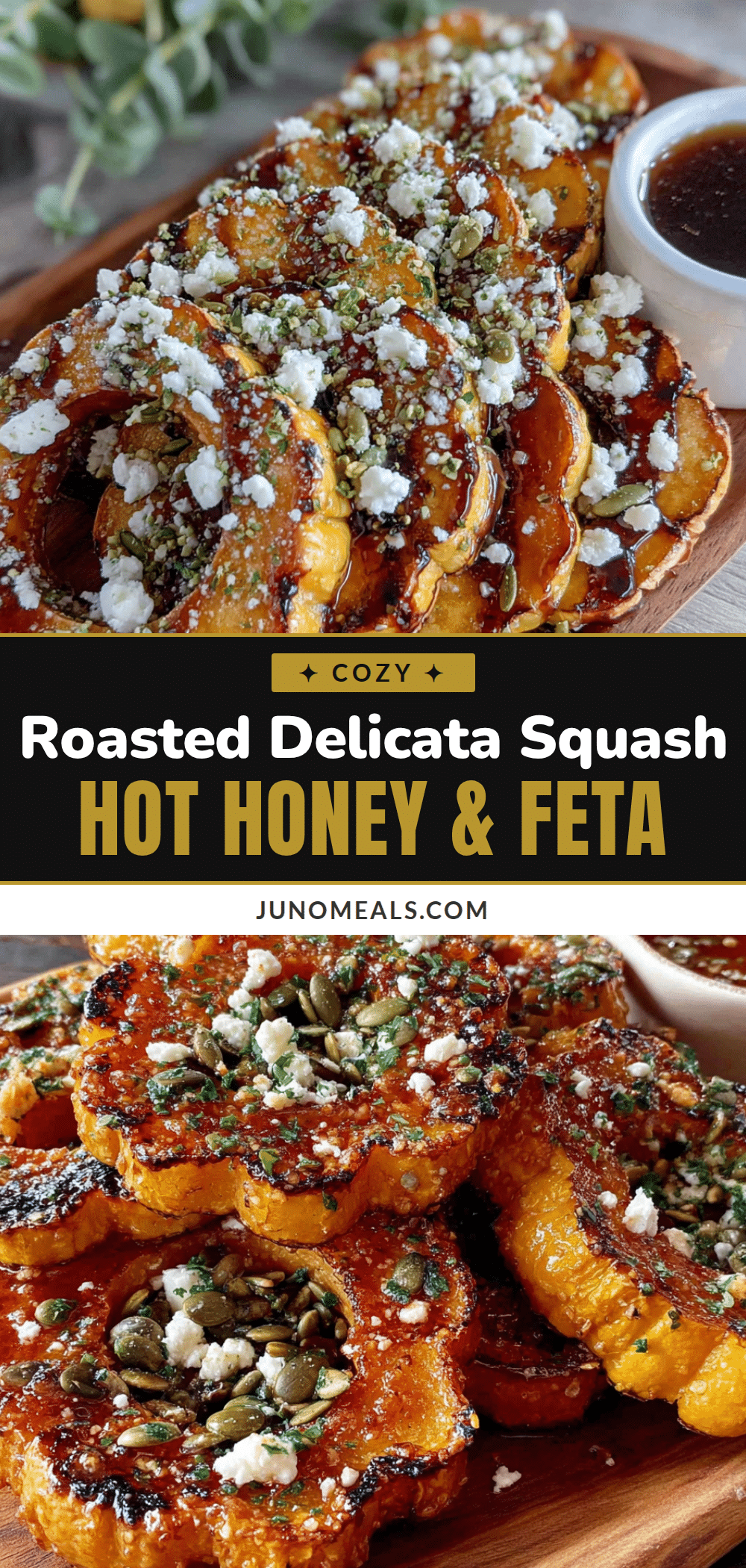 roasted delicata squash with hot honey and feta recipe