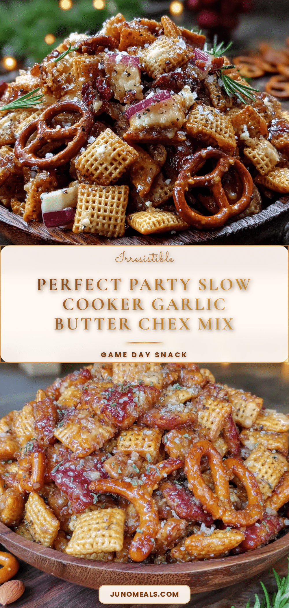 Slow cooker garlic butter Chex mix recipe