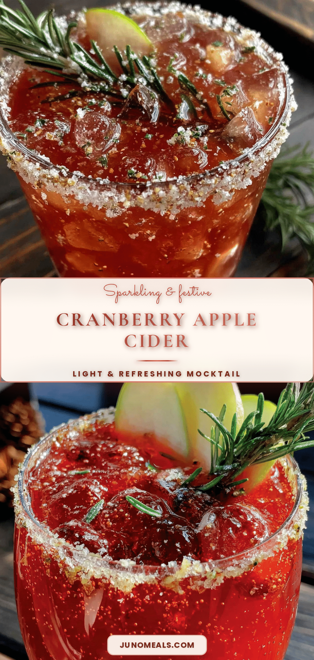 sparkling cranberry apple cider mocktail recipe